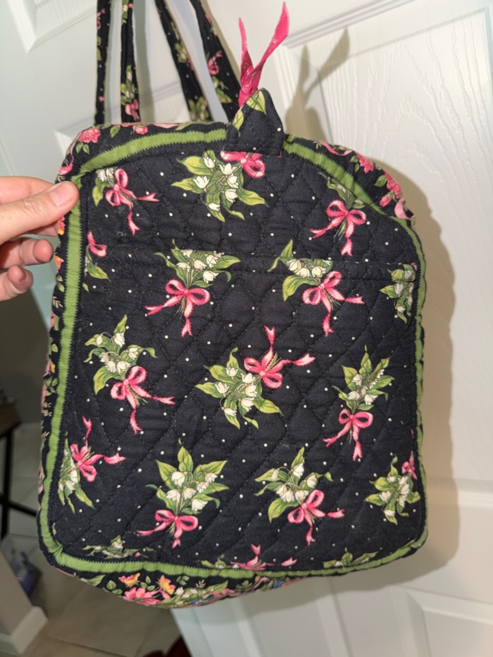 Vera Bradley Quilted Floral Weekender Tote Bag in Black and Pink - Picture 3 of 4
